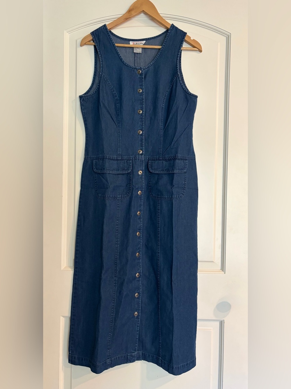 Talbots Denim Button Down Sleeveless Maxi Dress With Pockets Cotton Size 6